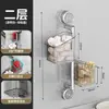 Caja de Almacenamiento Giratoria Multicapa para Cebolleta, Jengibre y Ajo con Estante de Ventosa y Cesta Colgante de Pared para Jengibre y Ajo