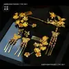 Accesorios para el Cabello de Novia Estilo Chino 2024 Nuevo Vintage Pin de Flor Dorada Vestido Clásico Xiuhe Vestido de Dragón y Fénix Adornos para el Cabello para Niños