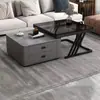 Mesa de centro de pizarra, lujo ligero para sala de estar de uso doméstico, mesa moderna de moda de vidrio y pizarra, mesa de centro pequeña moderna y simple para espacios pequeños