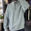 Moletom Masculino Liso com Meio Zíper para Outono, Tendência Loose Fit, Top Casual Pulôver Versátil, Atacado Barato