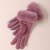 Luvas Quentes para Mulheres no Inverno, Espessadas com Lã, Fofas, à Prova de Vento, Espessadas com Lã, Adequadas para Ciclismo ao Ar Livre, Luvas Quentes com Tela Sensível ao Toque