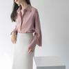 Camisa con Textura de Ácido Acético Chic de Corea del Sur para Mujer 2023 Primavera Nuevo Diseño Puño con Perfil Elegante Camisa de Oficina