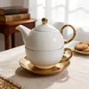 Conjunto de Bule de Chá Cerâmico com Banhos de Ouro Estilo Japonês, Grau de Exportação, Conjunto de Chá para Uma Pessoa, Bule Empilhável para Chá da Tarde Feito Sob Medida