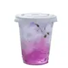 Taza de café PET de celebridad de internet taza desechable para bebidas grasas taza transparente engrosada para bebidas frías jugo con tapa