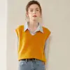 Colete de Cashmere Espesso com Decote V Baicaierong Clothing para Mulheres, Cardigã Suéter Tricotado sem Mangas de Cashmere de Cabra