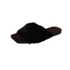 Pantuflas de Moda con Tira Cruzada y Dedos al Descubierto 2026 Nueva Pantufla de Piel de Una Sola Tira para Mujer Uso Exterior Felpa Suela Plana Negro
