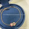 Novo colar de diamante rosa com personagem da família Feri, feminino, de alta qualidade, fashion, all-match, corrente de clavícula cheia de diamantes incrustados em ouro rosa