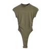 Mono de Manga Corta con Cuello Redondo y Plisado para Chica Sexy para Mujer Verano 2023 Nuevo Ajustado Adelgazante Elegante Camiseta Básica
