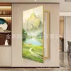 Pintura Decorativa Grande da Bacia do Tesouro Dourado para Caixa de Medidor Elétrico, Mural Moderno de Entrada, Pintura de Paisagem para Hall de Restaurante