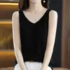 Camisola sem mangas com decote em V, top justo, colete de tricô para mulheres, nova tendência de peça íntima com trama vazada