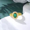 Una generación de 925 diamante de alto carbono Europa y Estados Unidos anillo de diamante esmeralda retro femenino simulación oro óvalo huevo de paloma joyería