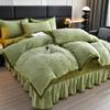 Nuevo Juego de Cubre Cama de Terciopelo Tallado de Cuatro Piezas, Terciopelo Térmico Grueso de Alto Peso para Invierno, Cubre Cama Completamente Mate, Terciopelo de Leche