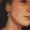 Nuevos Pendientes Transfronterizos Europeos y Americanos, Pendientes de Cruz de Aleación Modernos Personalizados, Pendientes de Metal Estilo Punk para Mujer