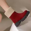 Botines botas Amazon de comercio exterior caña corta nuevas talla grande botas de nieve botas de mujer europeas y americanas con vuelta botas de algodón tacón grueso