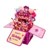 Cartão de Aniversário Popular da Amazon Cartão de Cumprimentos de Aniversário Caixa Estéreo Esculpida em Papel Criativo Cartão com Mensagem de Bênção de Aniversário