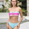 2024 novo comércio exterior Europeu e Americano transfronteiriço top tomara que caia sexy biquíni maiô feminino combinação de cores maiô de triângulo dividido feminino