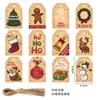 50 Piezas etiquetas navideñas, colgantes decorativos de árbol de Navidad de papel kraft, decoraciones para regalos de Navidad, Papá Noel, Amazon