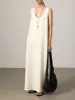 Vestido Regata Tricotado de Gola U Sem Mangas Grande Texturizado Jomi, Vestido Simples de Alta Qualidade, Vestido Longo Versátil