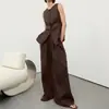 Chaleco de Algodón y Lino Traje Chaleco para Mujer 2025 Nuevo Top sin Mangas de Cuello Redondo Pantalones Anchos Sueltos Conjunto de Dos Piezas para Viajar