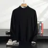 Suéter de Cachemira Nuevo para Hombre Otoño e Invierno Tejido de Punto Color Sólido Jersey Capa Base Suéter de Lana Agradable a la Piel Suéter de Lana de Cuello Medio Alto