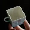 Taza de Té Estilo Hada con Asa, Patrón de Loto Azul Degradado Pintado a Mano, Alto Valor Estético, Exquisita