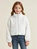 Chaqueta Corta de Felpa para Niñas, Estilo Otoño e Invierno Transfronterizo, Cuello Alto, Forro Polar, Chaqueta Cálida Casual Estilo Coreano para Niñas, Ropa Infantil