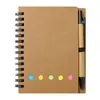 Caderno Espiral de Papel Kraft com Notas Adesivas Reutilizáveis, Bloco de Notas Adesivo Rasgável para Não Esquecer Coisas