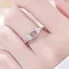 Anillo de plata de ley maciza S925 de 6 mm con montura vacía para gema de color DIY, punta de diamante, para transmisión en vivo, apilable, de alta gama, con cuenta redonda incrustada de diamante