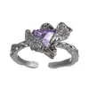 Anillo de Cuervo Espina Oscura Transfronterizo Europeo y Americano Personalidad Nicho Femenino Anillo Cruzado de Amor Anillo Abierto Accesorios