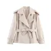 AliExpress 2026 Primavera Nova Moda Popular Feminina Casaco Curto com Gola Reversível e Cinto, Estilo Coreano Elegante Trench Coat para o Trabalho