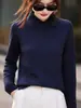 Suéter de Tricô de Alta Qualidade Estilo Francês com Gola Polo para Mulheres, Novo Modelo 2026, Camisa Base de Manga Longa para Usar por Baixo, Suéter com Gola