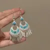 Aretes de Estilo Étnico para Mujer, Joyería de Borlas Retro de Xizang, Accesorios Exóticos de Estilo Étnico Miao, Aretes para Sesión de Fotos, Atuendo de Viaje para Mujer