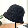 Chapéu de Pescador de Tricô com Borda Enrolada para Outono e Inverno para Mulheres, Chapéu Bucket Elegante e Quente, Novo Estilo Que Faz o Rosto Parecer Menor, Chapéu Bucket de Lã Elegante