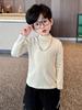 Camiseta básica infantil de algodón abrigado para niños y niñas en otoño e invierno.