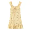 Vestido Retro de Estilo Francés con Estampado de Cuadros Dulce, de Encaje, con Cordones, Volantes, Manga Corta y Ribete de Encaje, con Cintura ceñida para Mujer