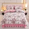 Conjunto de quatro peças de veludo de leite espesso, capa de edredom de fleece de coral dupla face, lençol e capa de edredom de flanela de fleece de mink dourado conjunto de três peças, atacado