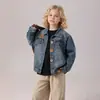Ropa Infantil Zhili Transfronteriza Niñas Parche de Cuero Lavable Chaqueta de Mezclilla Estilo Nuevo Primavera y Otoño Niños Medianos y Grandes Holgada Casual Solapa