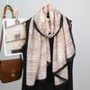 Bufanda de Lino de Estilo Coreano Nuevo para Primavera y Verano, Delgada, Clásica, con Camelia, Transpirable, Chal para Viaje, Protección Solar, Bufanda de Gasa de Playa para Mujer