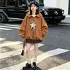 Jaqueta Curta com Capuz Estilo Casual Feminina 2026 Primavera/Outono Nova Solta Versátil Zíper Corta-vento Emagrecedor Top Cardigan