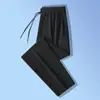Calça Masculina Longa de Seda Gelada Nova de Alta Qualidade, Calça Esportiva Casual Elástica de Secagem Rápida de Perna Reta, Versátil