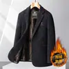 Traje de Otoño Invierno para Hombre de Edad Media y Joven Casual de Negocios de Pana Engrosada con Forro de Terciopelo Abrigo de Lana Fabricante