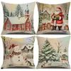 Capas de almofada de Natal outono e inverno transfronteiriças, capas de almofada de sofá, almofadas decorativas de linho estampadas, atmosfera de Natal no atacado