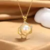 Colar de Pérolas Artificiais para Mulheres, Corrente para Clavícula de Luxo Leve Estilo Francês, Pingente de Pérola Vazado em Forma de Coração, Acessórios DIY