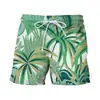 Pantalones de Playa de Verano Hoja de Plátano Impresión Digital 3D Pantalones de Playa Casuales Modernos Shorts para Hombre