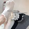 Meias Finas Cano Baixo de Algodão Penteado para Mulheres, Meias Curtas Antiderrapantes Versáteis de Verão, Meias de Renda Estilo Coreano da Moda