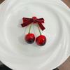 Ambiente invernal lazo rojo cereza terciopelo horquilla para el cabello femenina parte trasera media lazo clip para el cabello tocado accesorios para el cabello