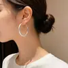 Moda Retro Francesa Simple Metal Cepillado Aro Redondo Pendientes Elegante Versátil Sentido del Diseño Aro Estilo Fresco Pendientes Venta al por Mayor