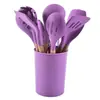 Atacado do Fabricante Utensílio de Cozinha de Silicone com Cabo de Madeira Conjunto de 12 Peças Espátula de Silicone Espátula Escumadeira Colher de Cozinha Espátula Utensílios de Cozinha