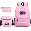 Grupo de Meninas Caçadoras de K-Pop Nova Mochila Infantil Estojo Casual Bolsa de Ombro Conjunto de Três Peças Bolsa Transfronteiriça para Aluno do Ensino Médio