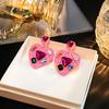 Pendientes de Corazón de Diamante de Color Rosa Rojo Moda Dopamina Únicos Elegantes Dulces Exagerados Sexy